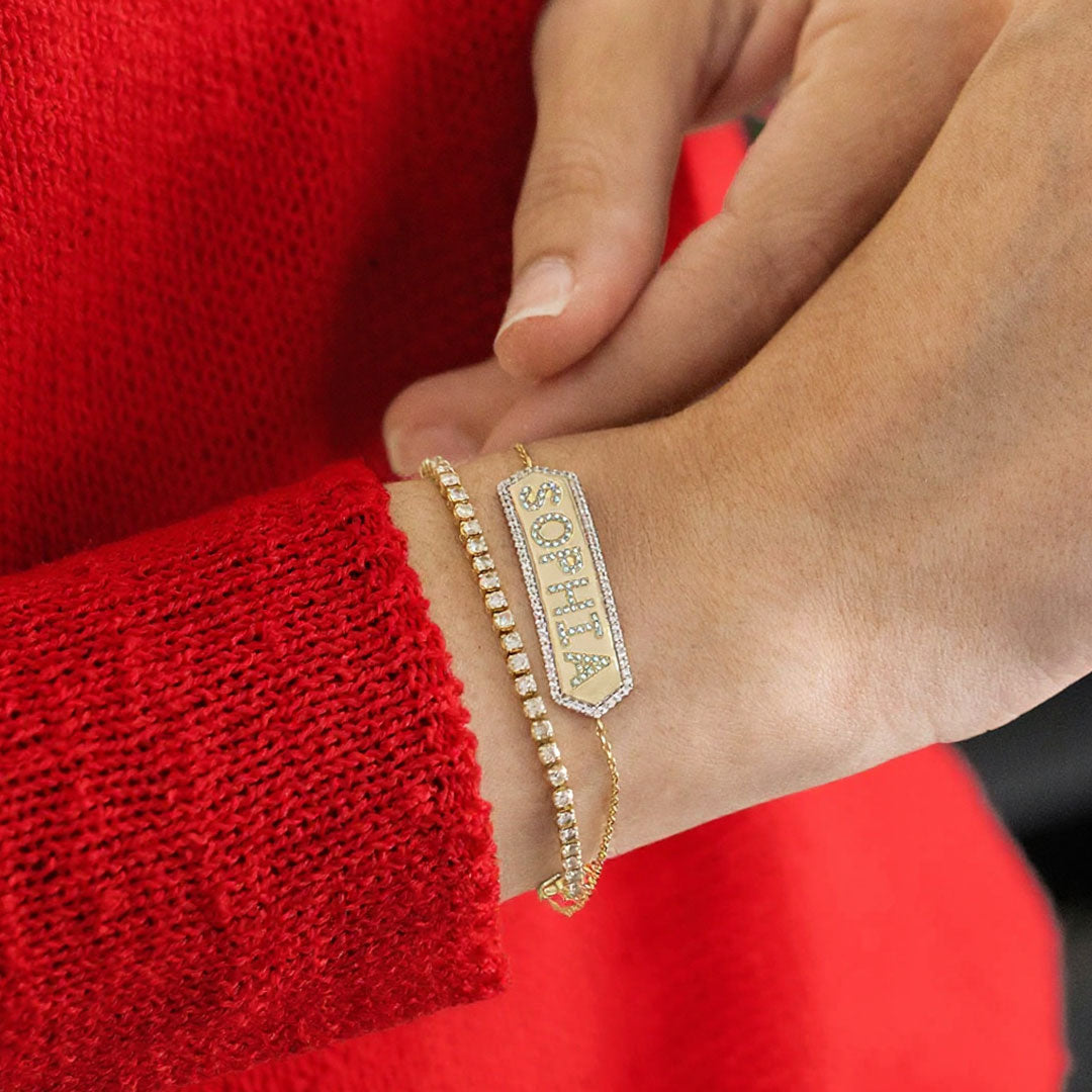 Geometric Nameplate Bracelet