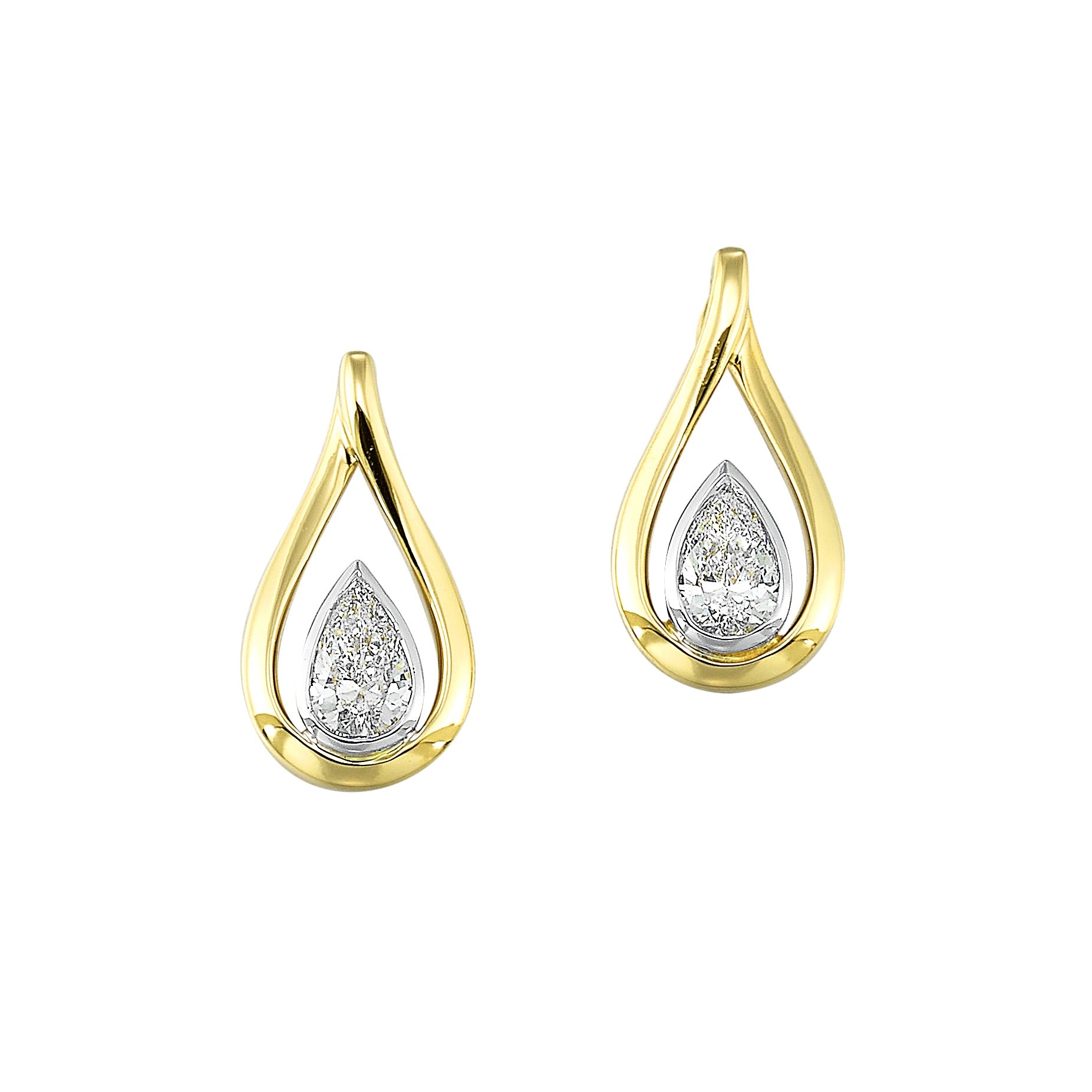 14Kt White Yellow Gold Diamond Drop Earrings