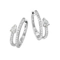 14Kt White Gold Double-hoop Diamond Earrings