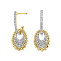 10Kt Yellow Gold Beaded Oval Diamond Drop Earrings