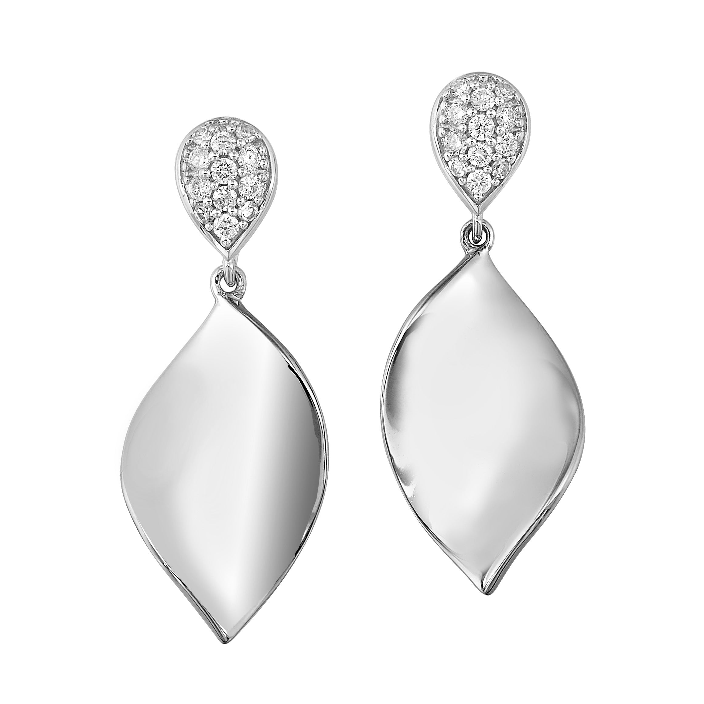 Leaf-Shaped Dangle Diamond Earrings