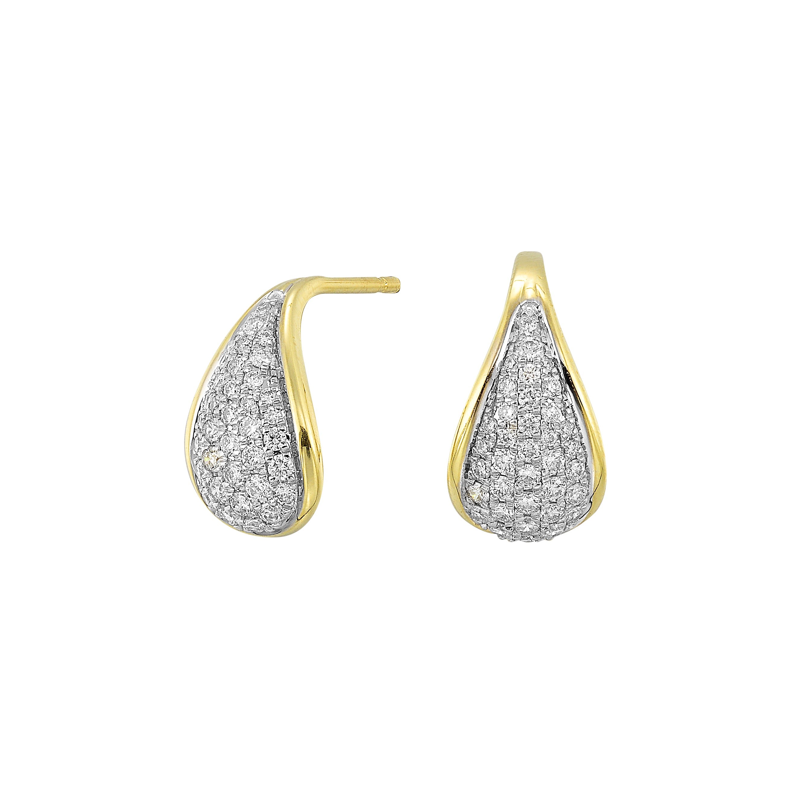 Yellow Gold Pavé Diamond Teardrop Earrings
