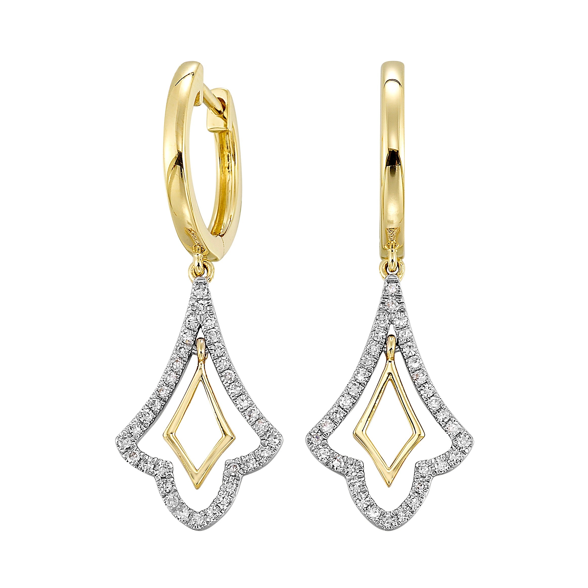 Kite-Shaped Diamond Dangle Earrings
