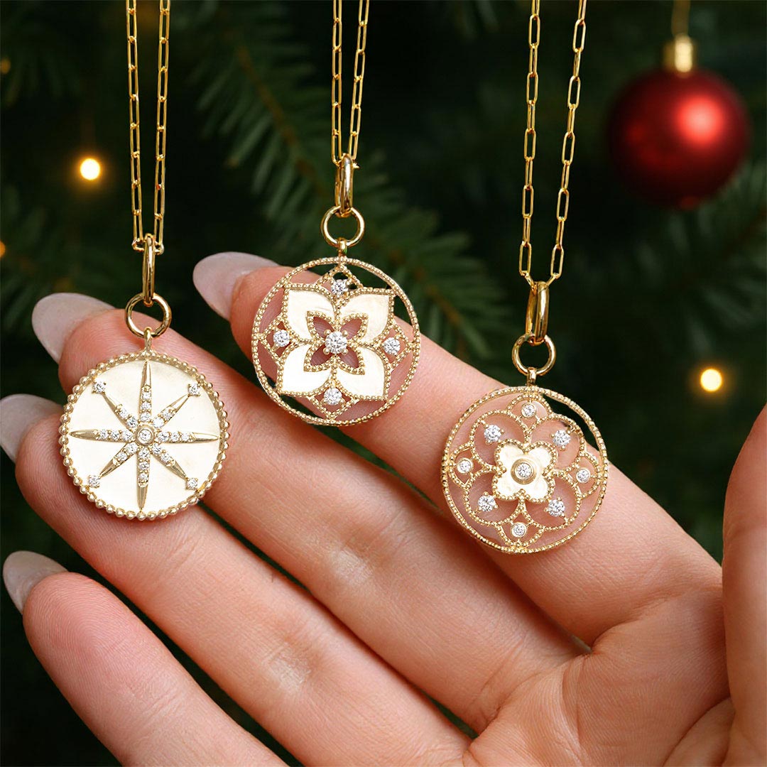 Floral Medallion Circle Diamond Pendant
