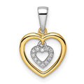 Two-tone Heart Dangle Diamond Pendant