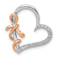 Two Tone Heart Bow Floating Chain Slide