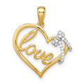 Love Script with Diamond Bow Heart Pendant