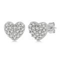 Heart Charm Round Cut Diamond Petite Earrings