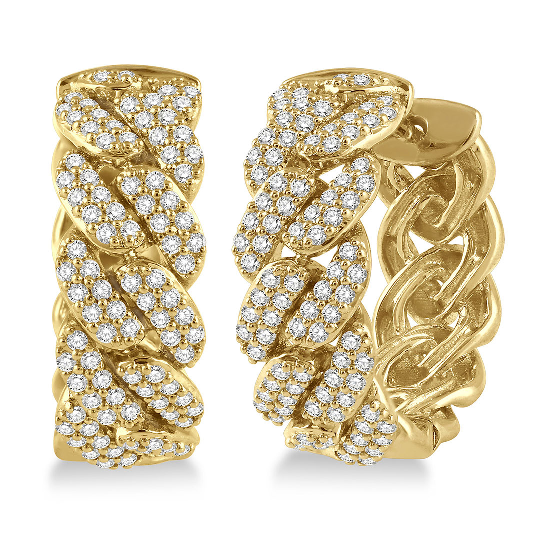 Cuban Diamond Hoop Earrings