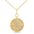 Compass Symbol Circle Medallion Pendant