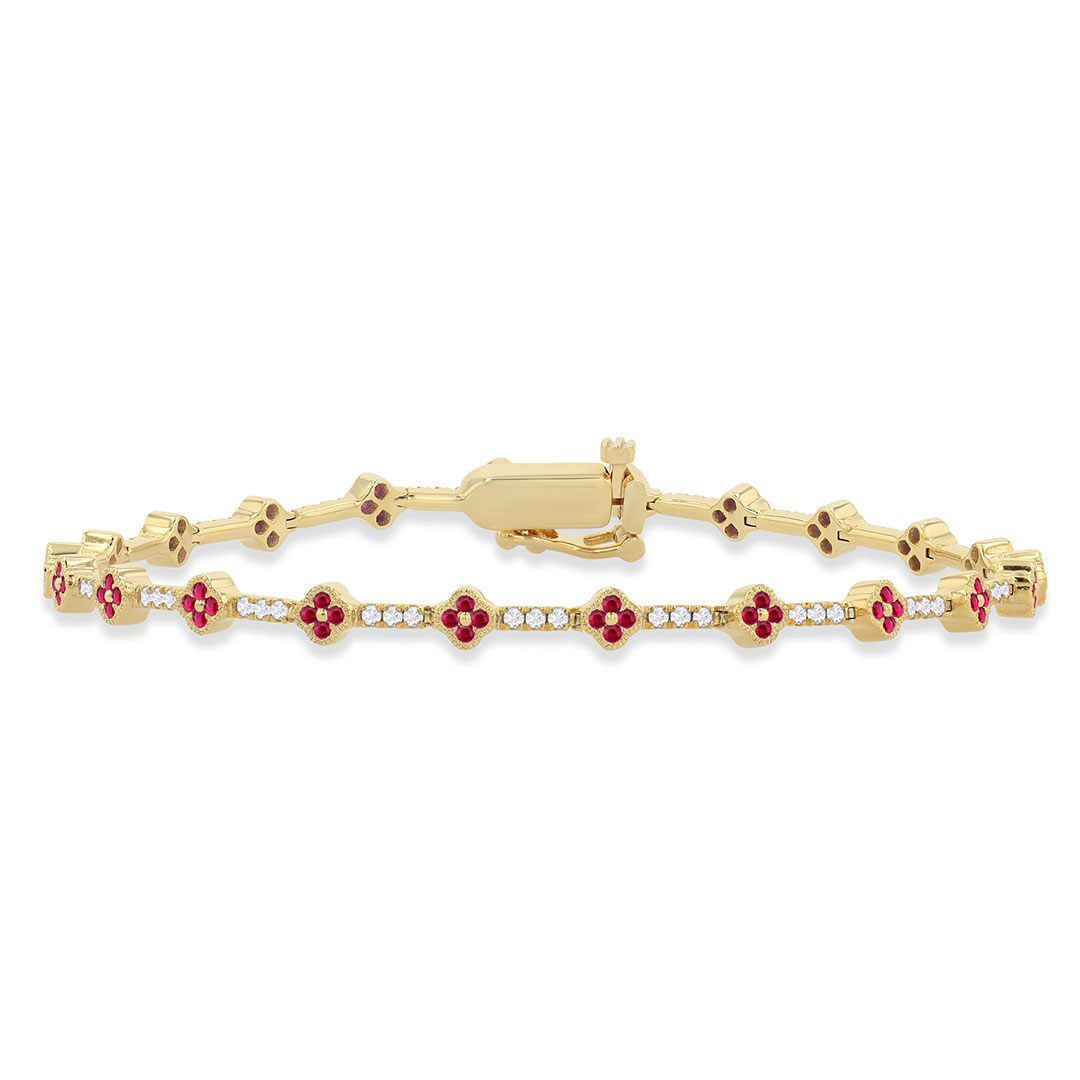 Ruby Clover Diamond Bracelet