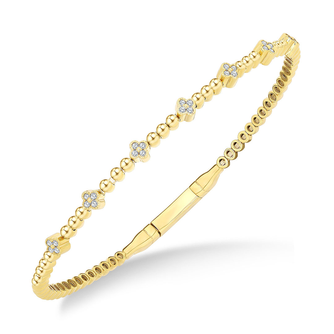 Clover Beaded Diamond Bangle