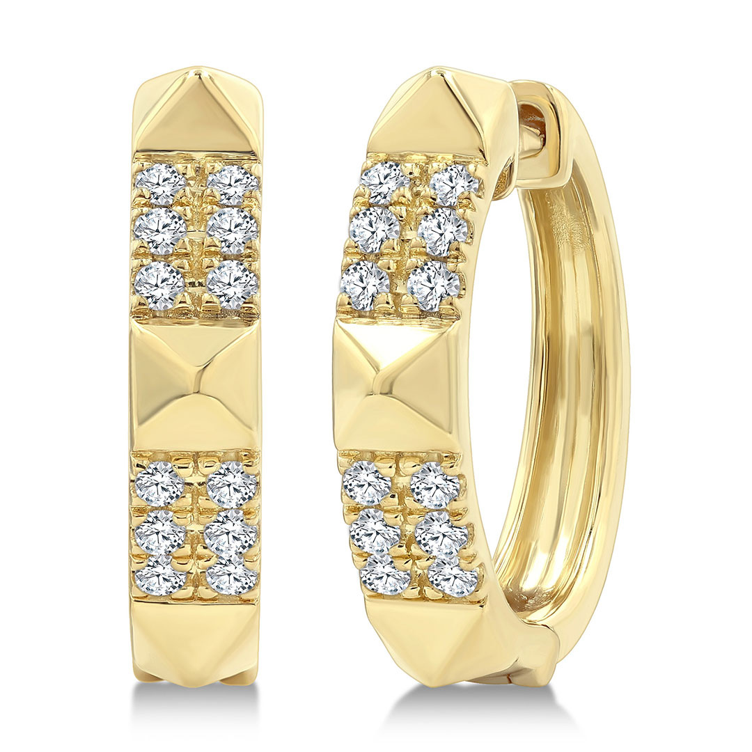 Pyramid Huggie Diamond Hoop Earrings