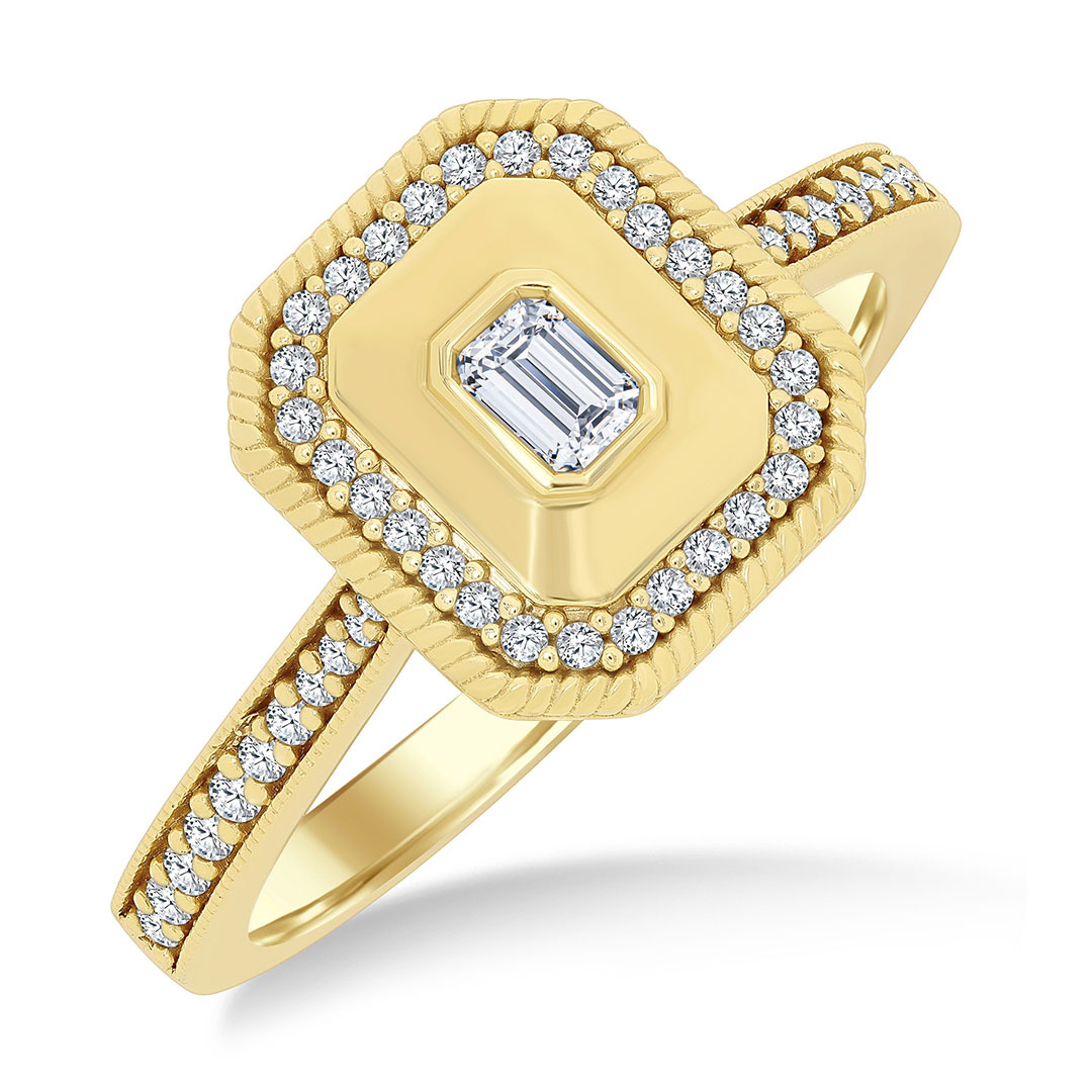 Octagon Shaped Art Deco Bold Diamond Ring