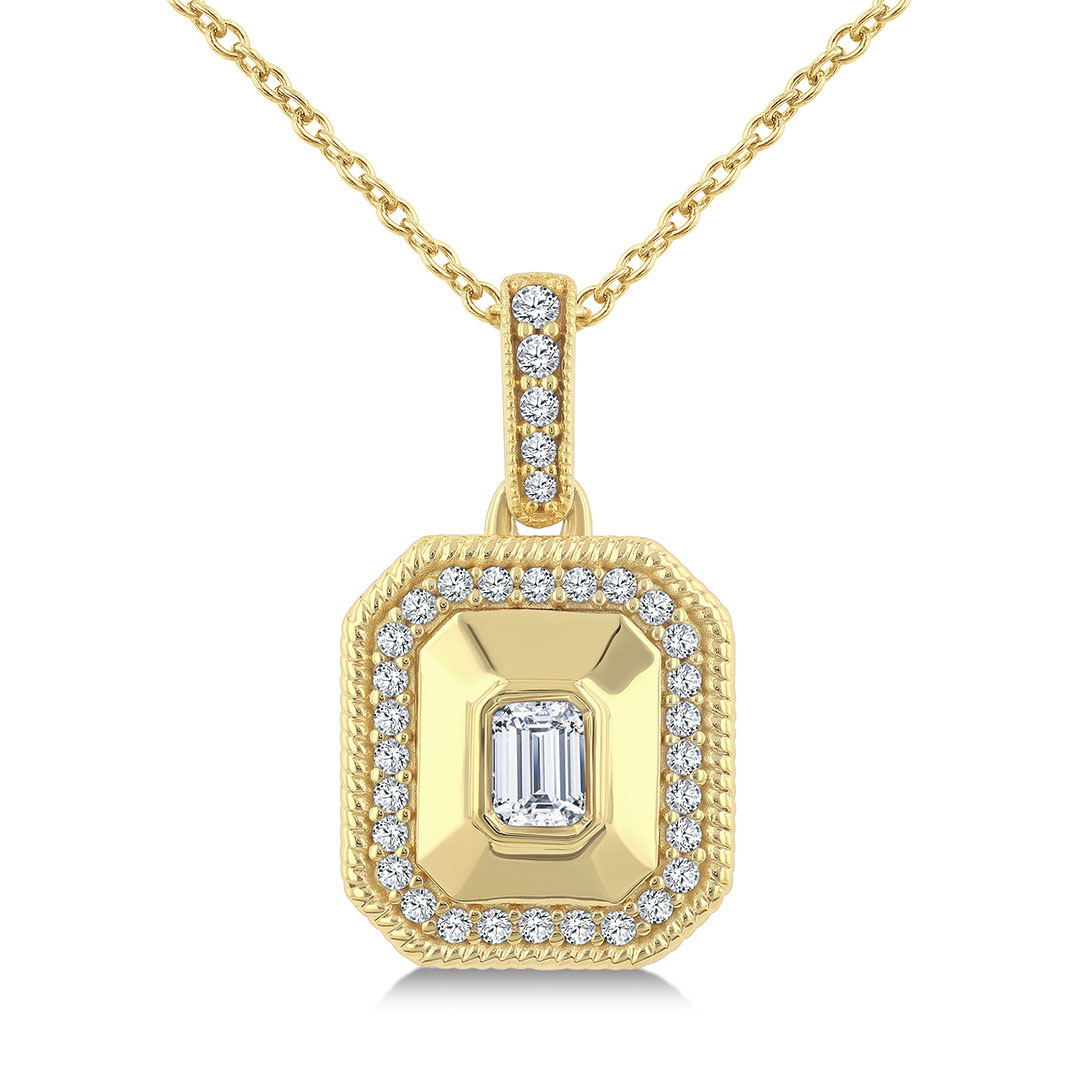 Octagon Shaped Art Deco Bold Diamond Pendant