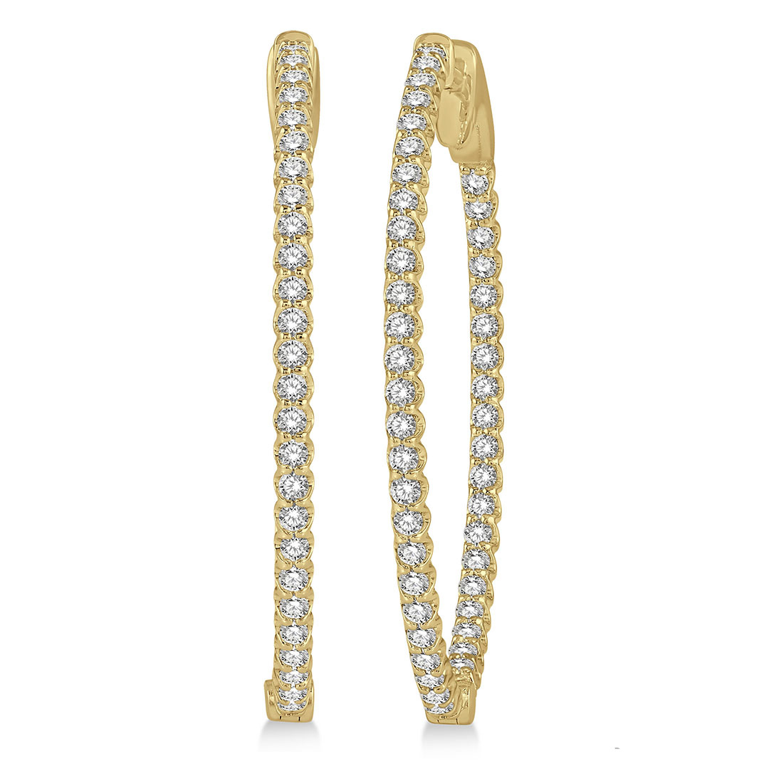 Inside-Out Diamond Oval Shape Hoop Earrings
