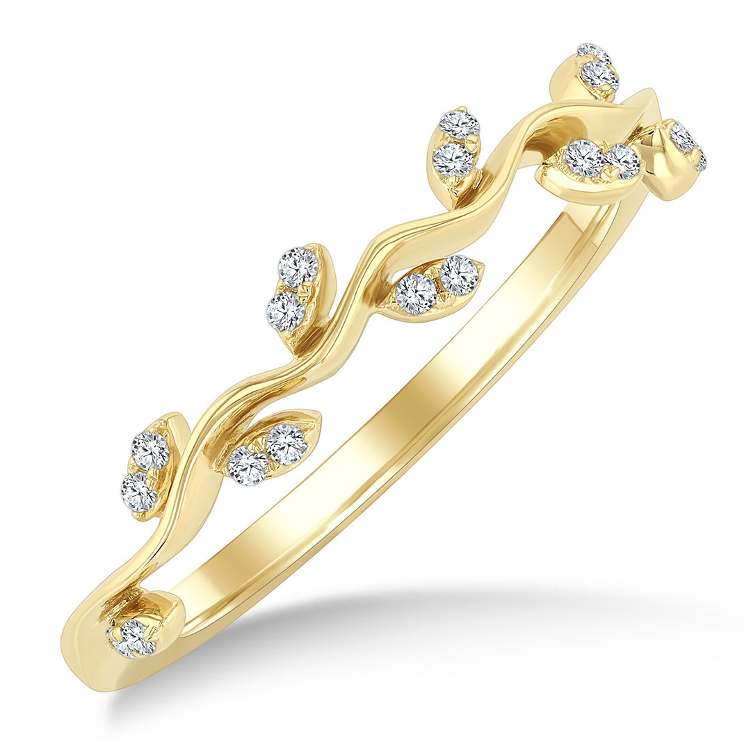 Single Cut Diamond Leaf Stackable Band
