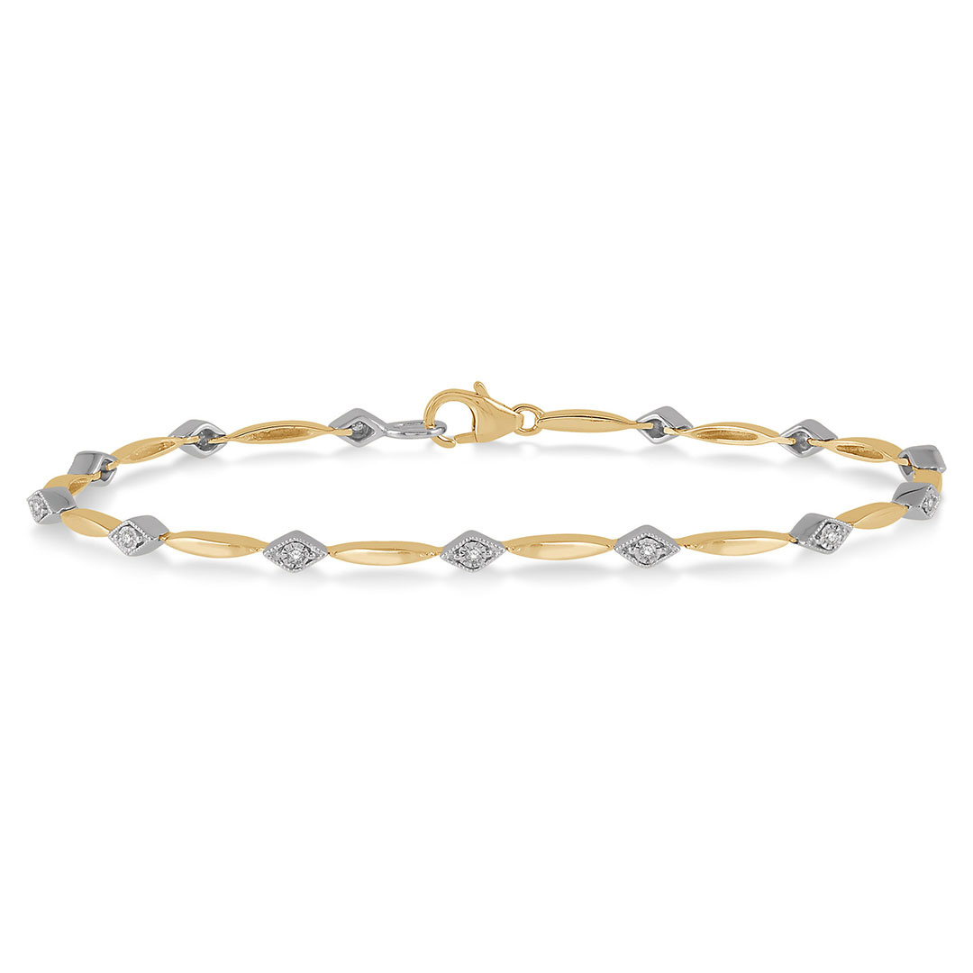 Illusion Plate Round Cut Diamond Link Bracelet