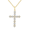Round & Baguette Diamond Cross Pendant
