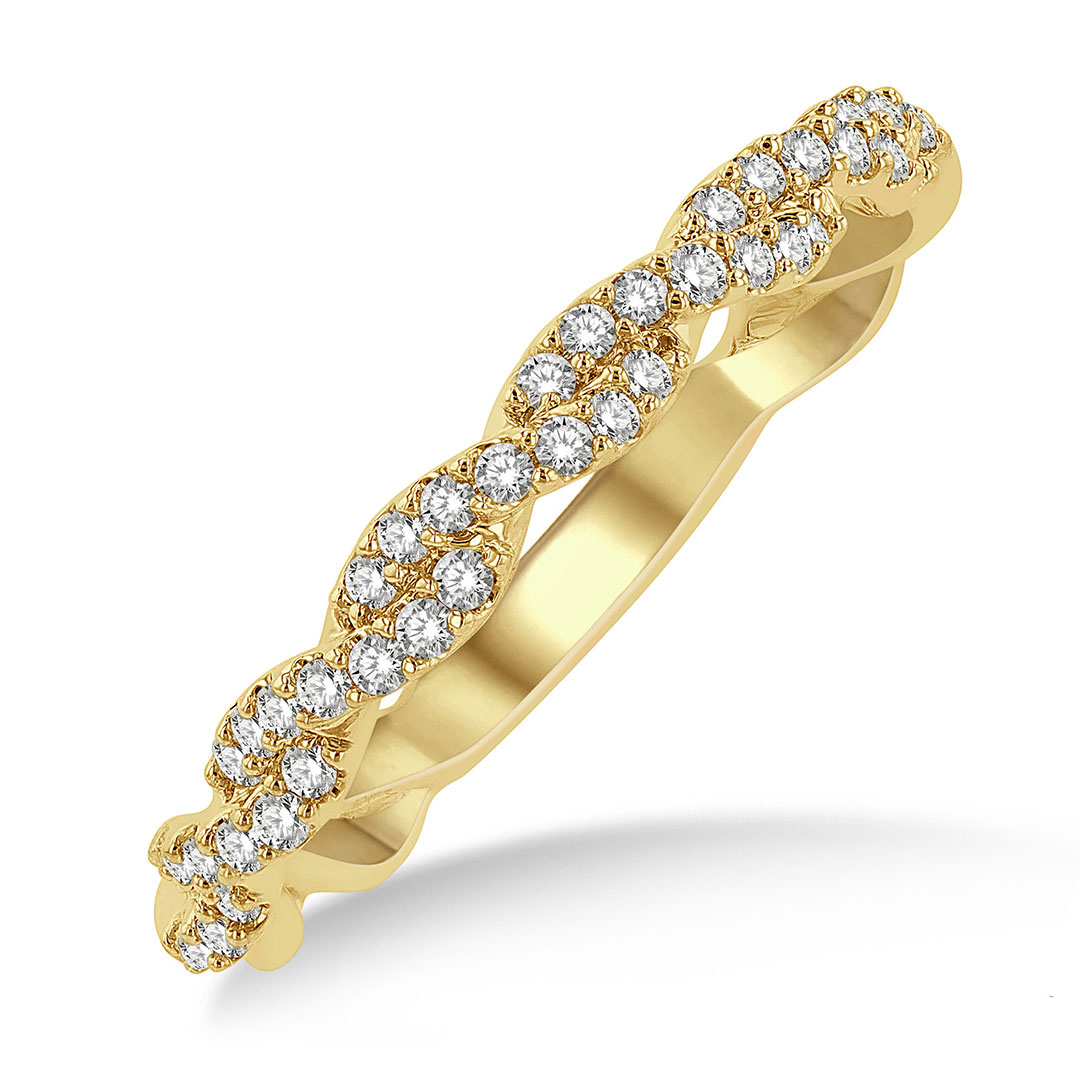 Entwined Round Cut Diamond Stackable Twist Band