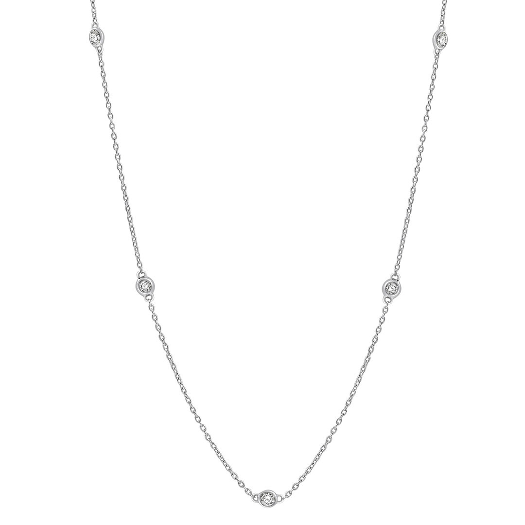Round Bezel Station Diamond Necklace