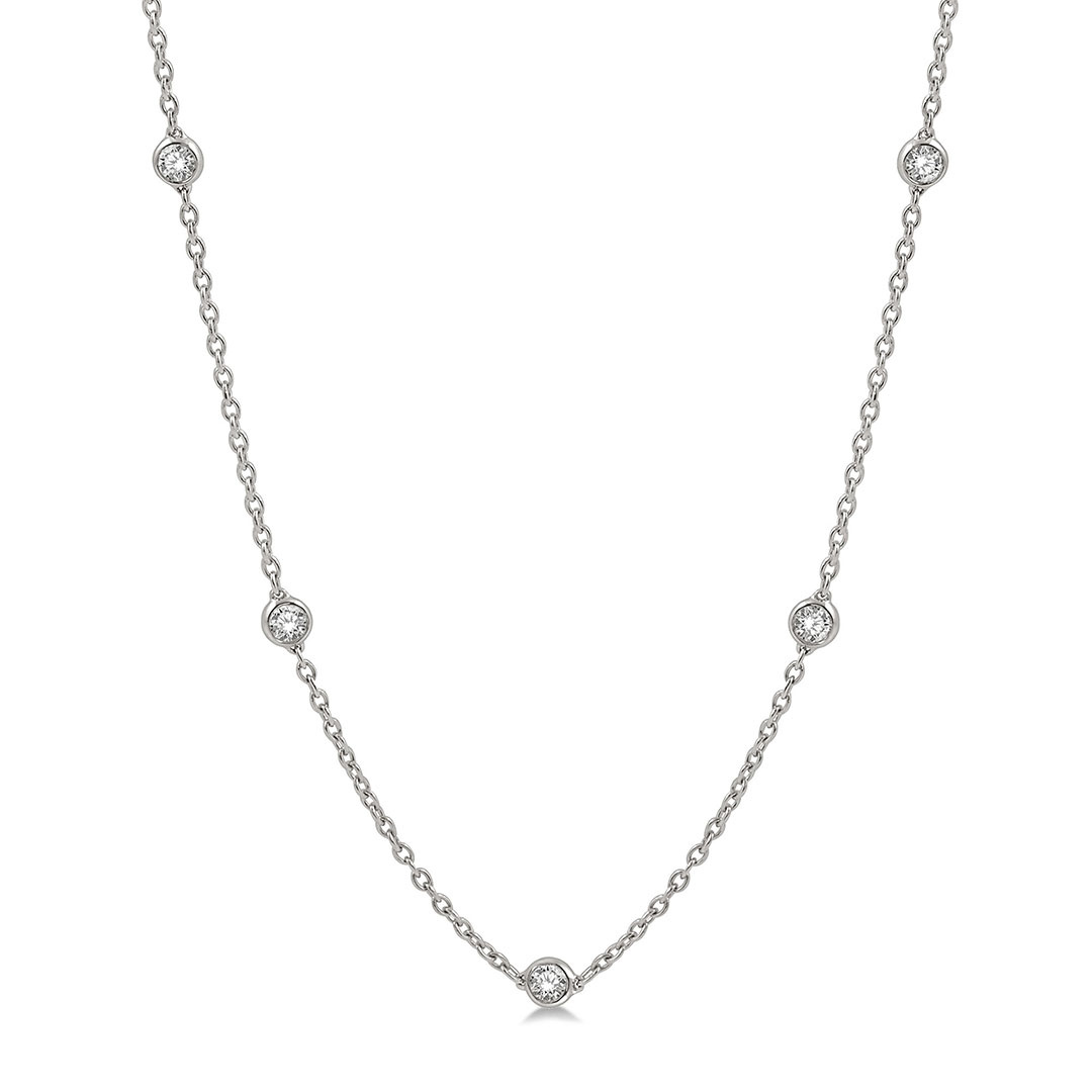 Round Bezel Station Diamond Necklace