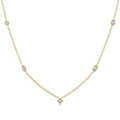 Bezel Set Mixed Cut Diamond Station Necklace