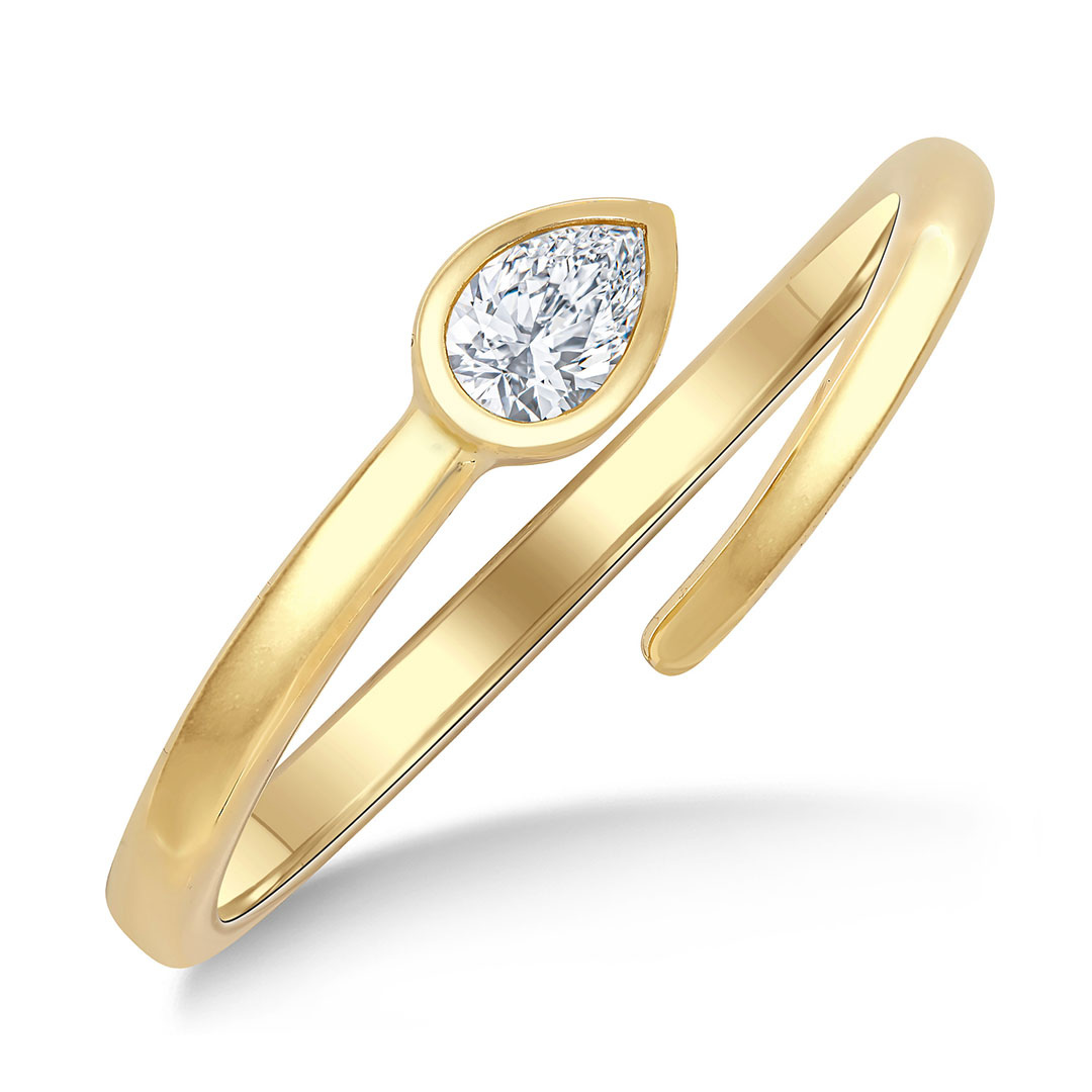 Bypass Bezel Set Pear Cut Diamond Ring