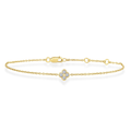 Bezel Set Round Cut Diamond Clover Chain Bracelet