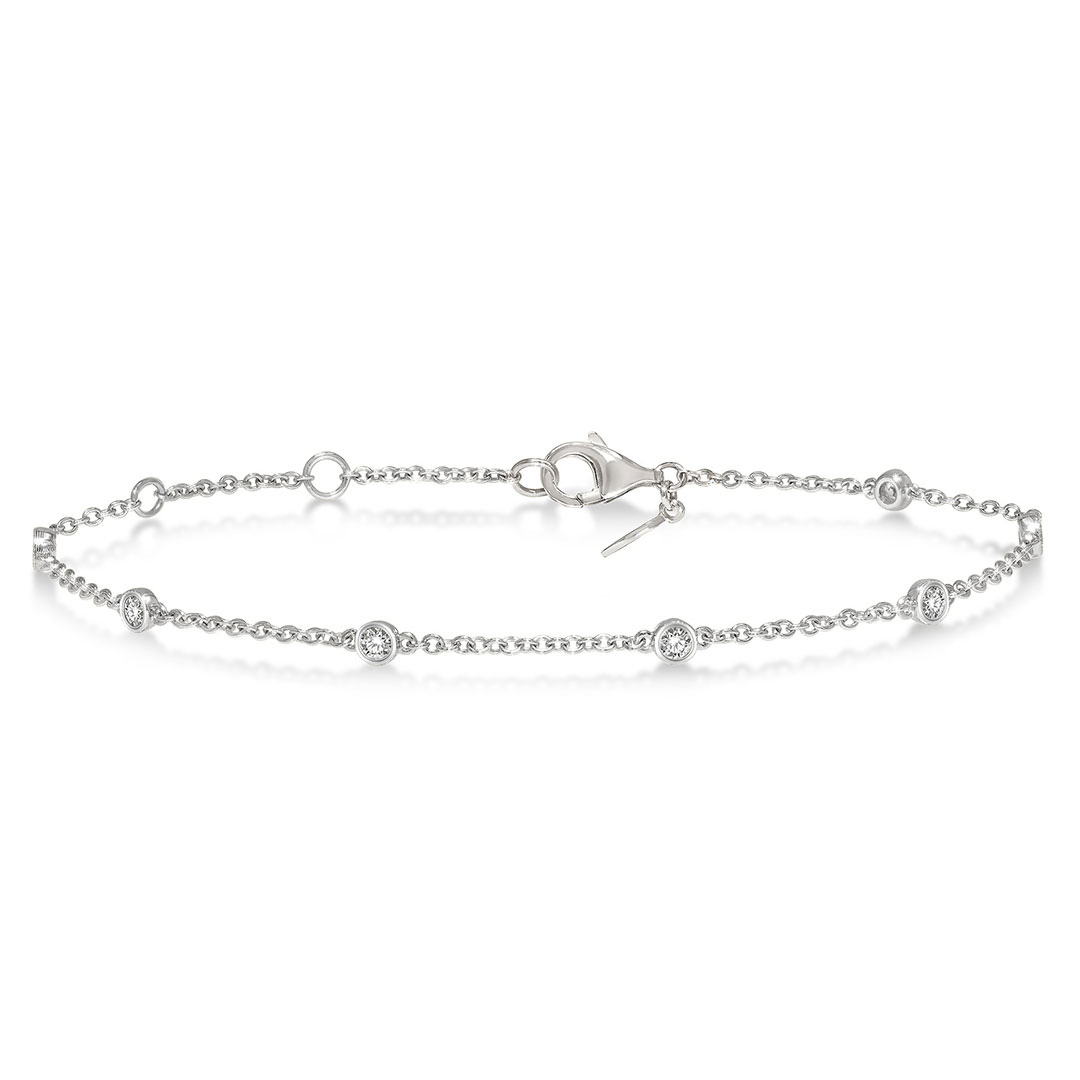 Circular Mount Round Cut Diamond Station Bracelet
