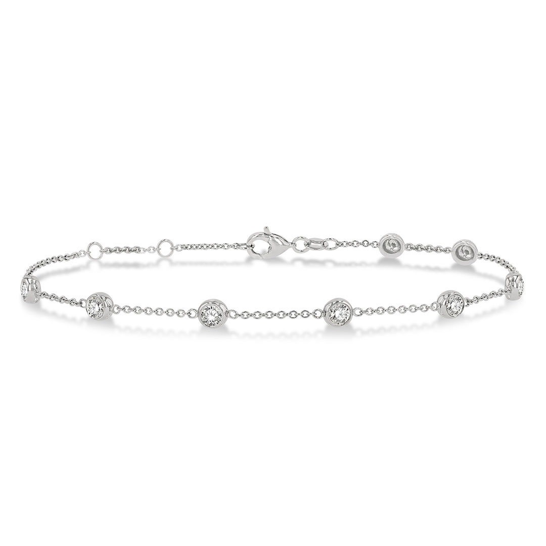 Circular Mount Round Cut Diamond Station Bracelet