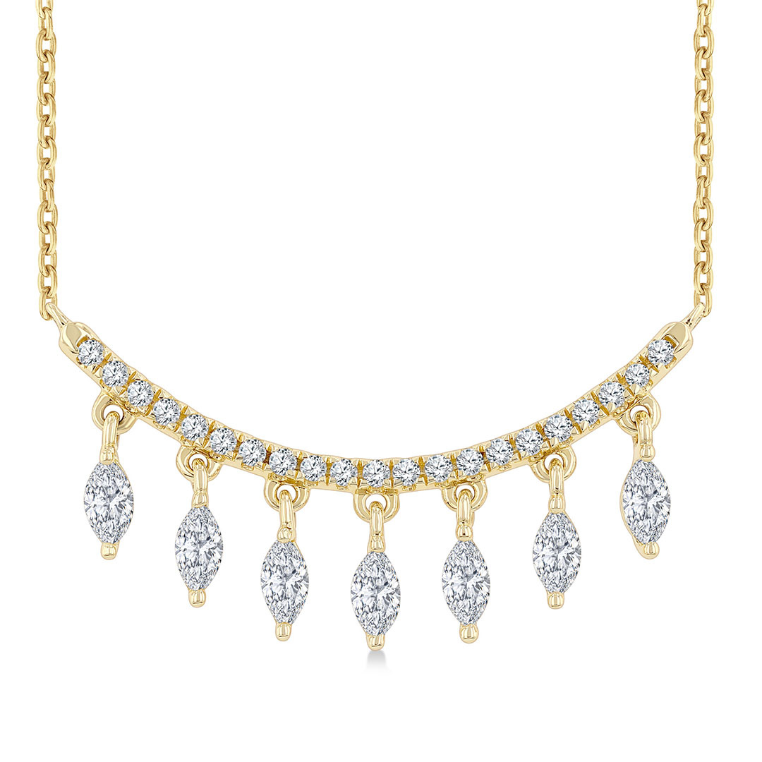 Marquise and Round Cut Diamond Chandelier Necklace