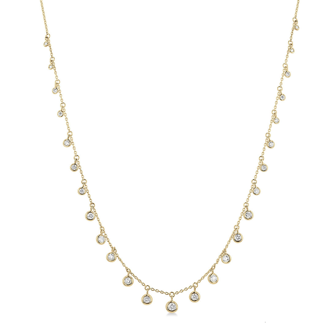 Allure Bezel Set Round Cut Diamond Station Necklace
