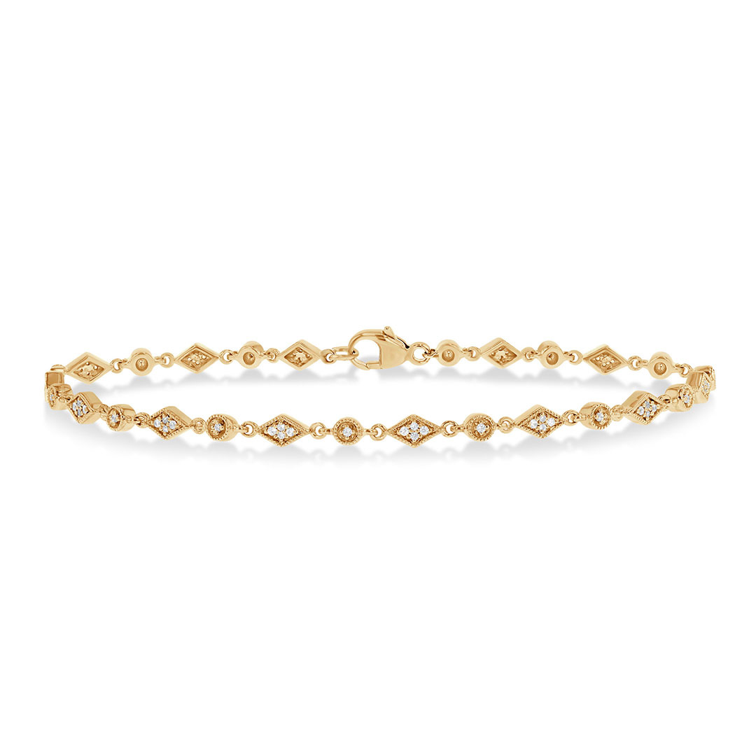 Dainty Art Deco Kite Round Cut Diamond Bracelet