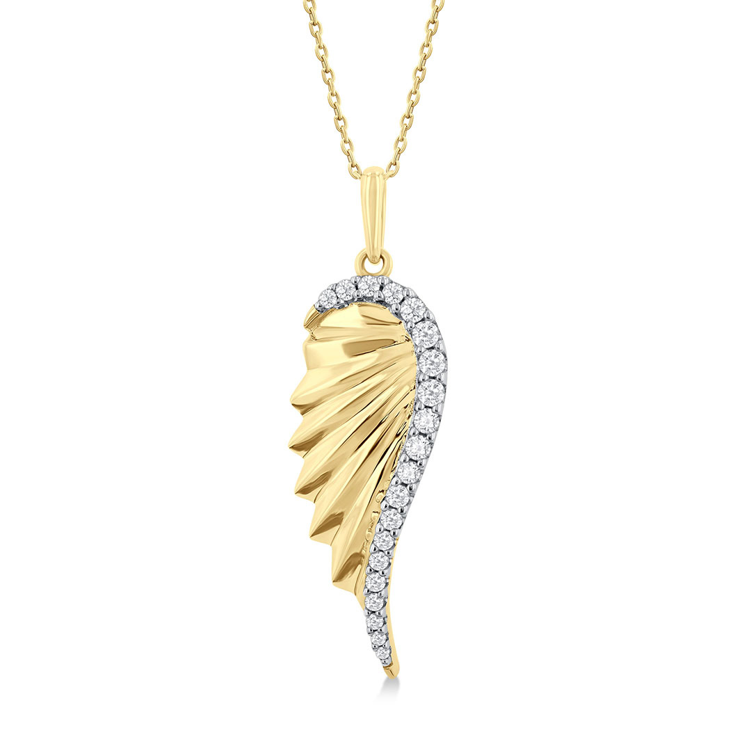 Fluted Texture Angel Wing Pendant