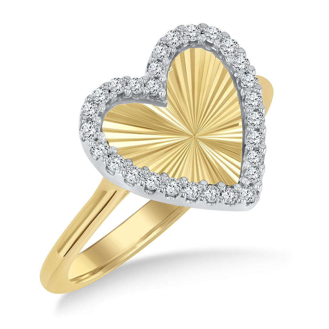 Fluted Texture Heart Shape Ring