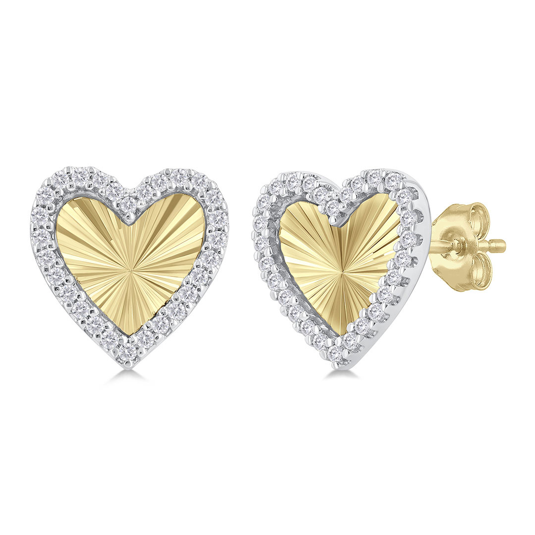Fluted Texture Heart Shape Stud Earring