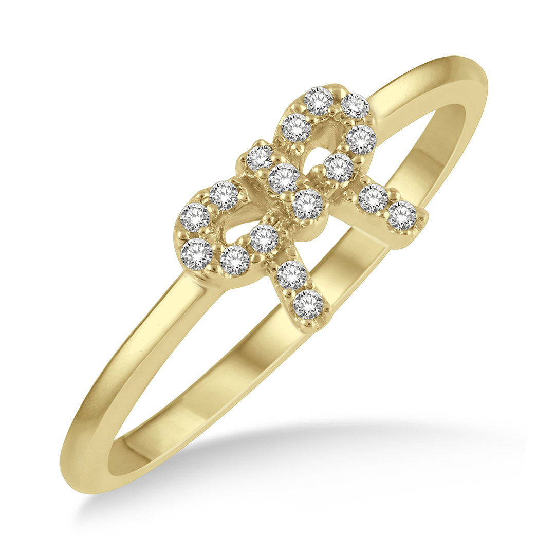 Bow Cutout Single Cut Diamond Petite Ring