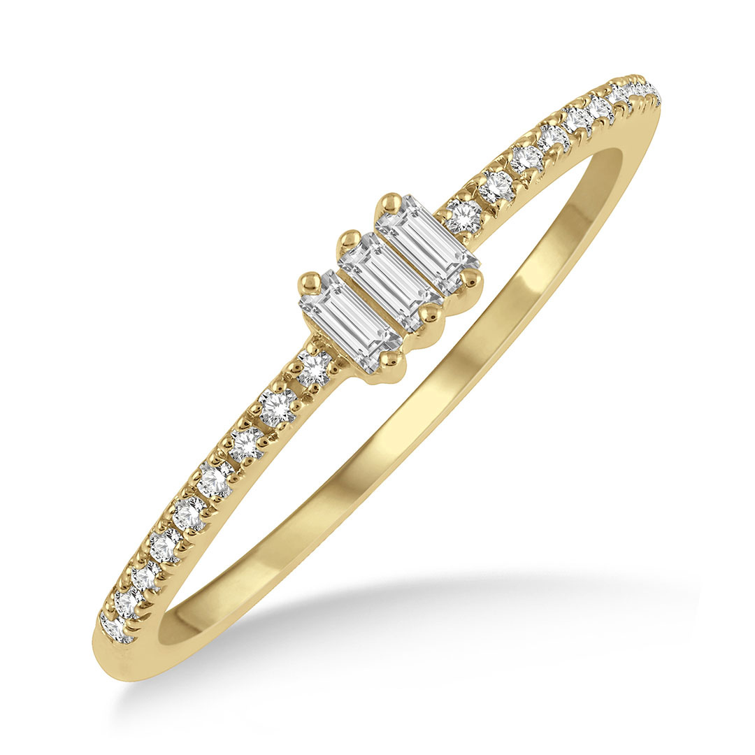 Baguette and Round Cut Diamond Petite Ring