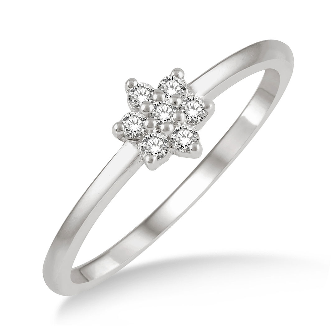 Floral Single Cut Diamond Petite Ring
