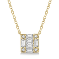 Square Baguette and Round Cut Diamond Petite Pendant