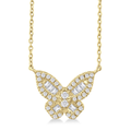 Butterfly Baguette and Round Cut Diamond Pendant