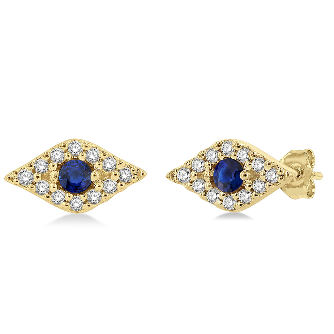 Sapphire and Evil Eye Precious Petite Earrings