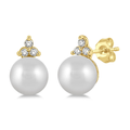 Pearl and Diamond Stud Earrings