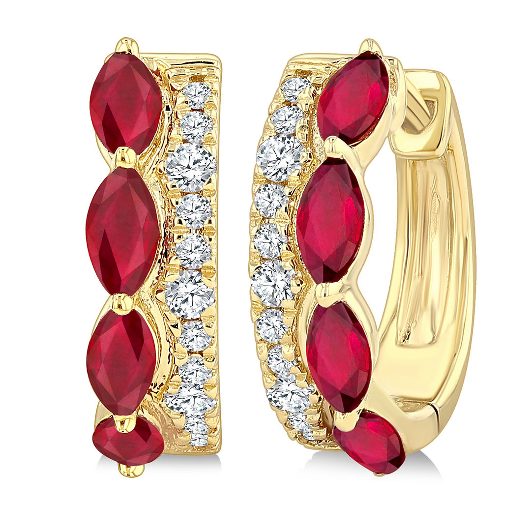 Ruby and Diamond Hoop Earrings