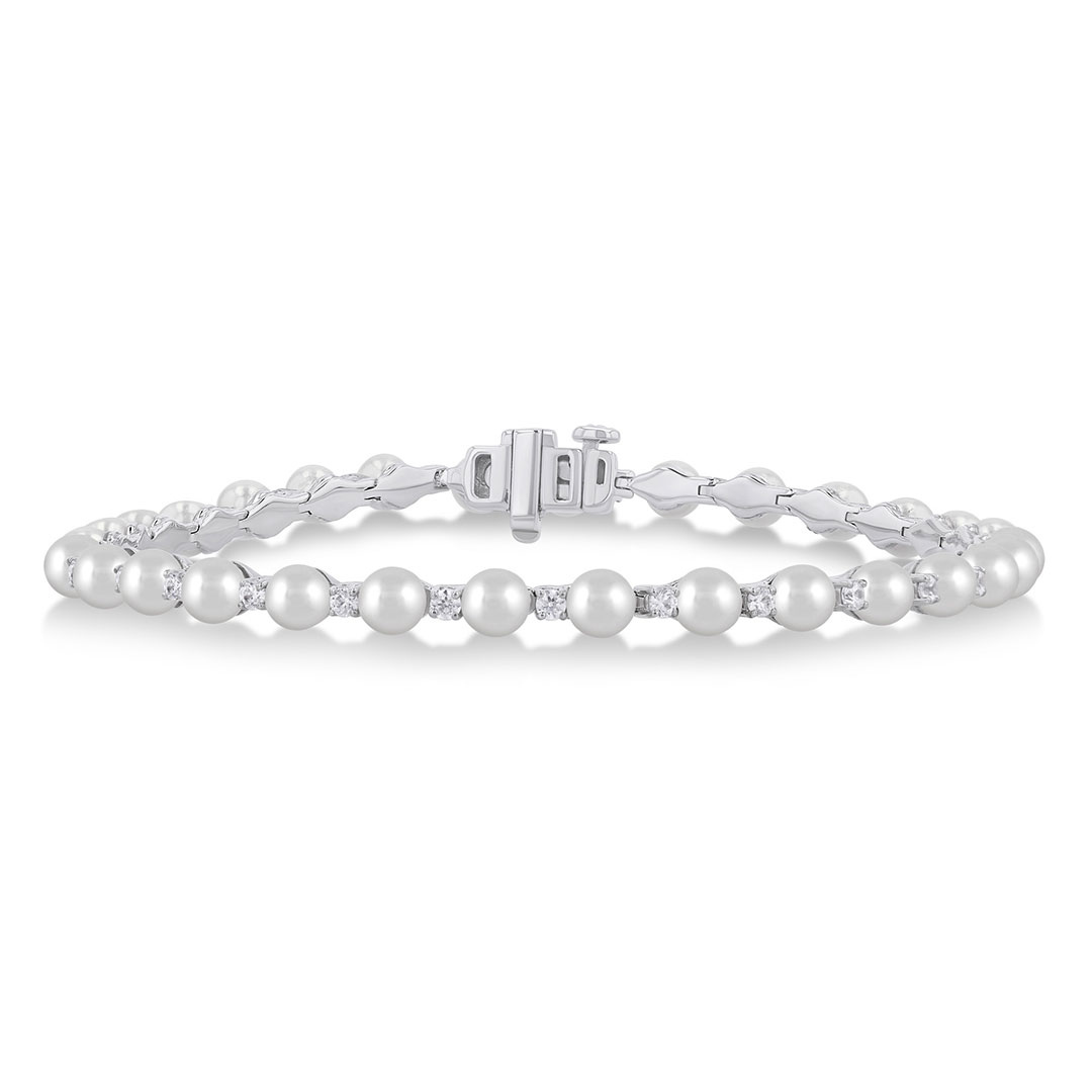 Pearl and Diamond Tennis Bracelet