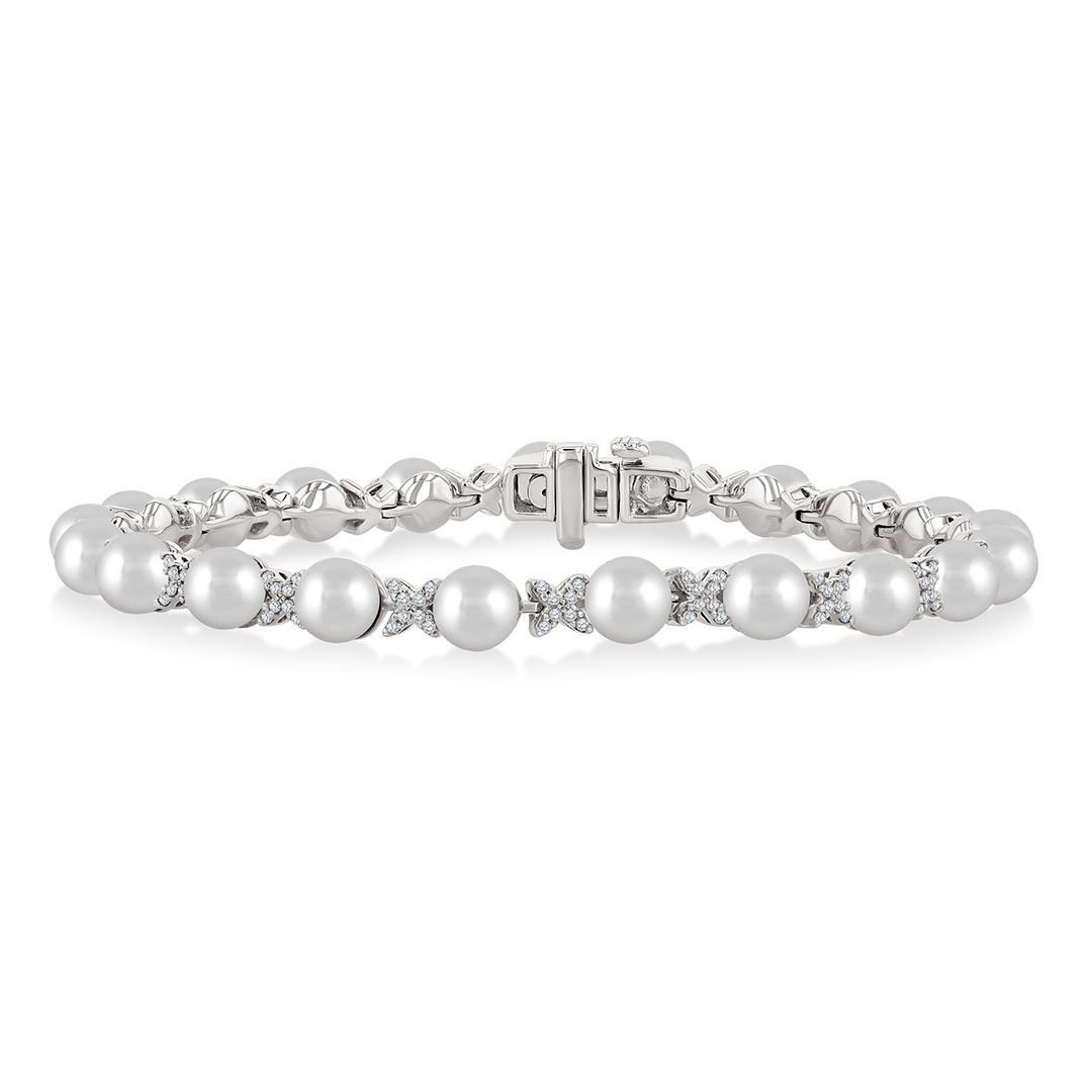Pearl and Diamond Floral Bracelet