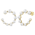 Pearls and Graduated Diamond Half Hoop Earring