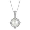 Pearl and Diamond Halo Pendant
