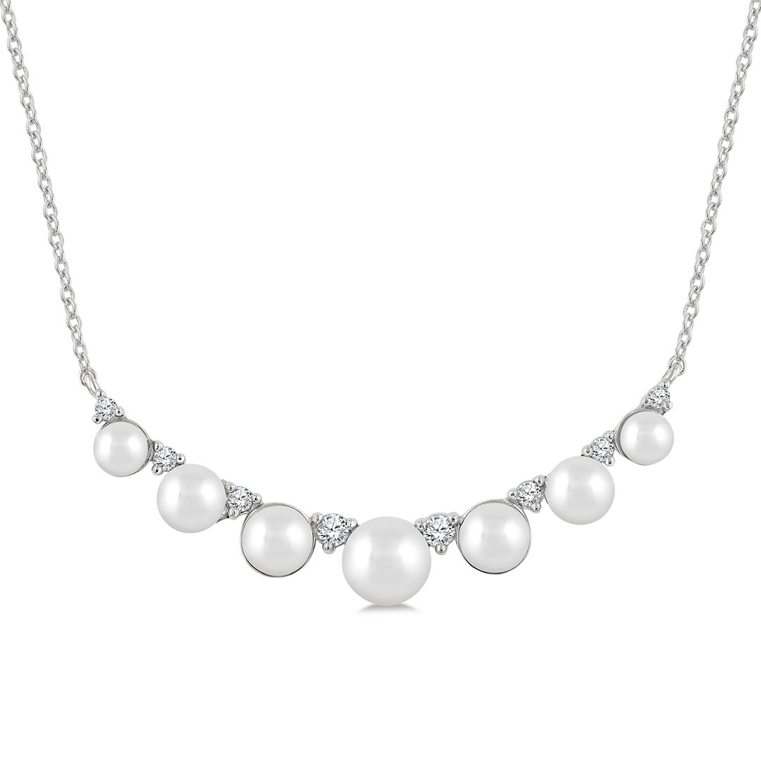 Pearl and Diamond Smile Necklace